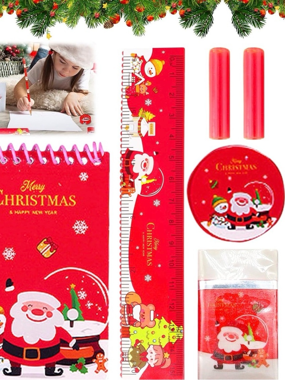 Boutique 9 Red Santa Christmas Stationery Set
